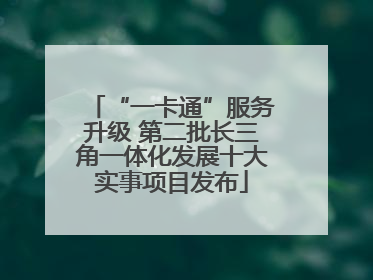 “一卡通”服务升级 第二批长三角一体化发展十大实事项目发布