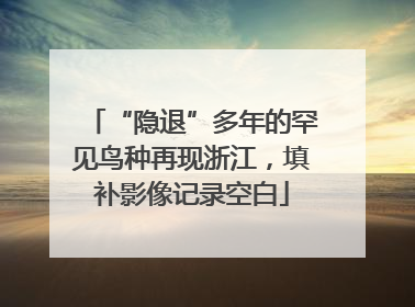 “隐退”多年的罕见鸟种再现浙江，填补影像记录空白