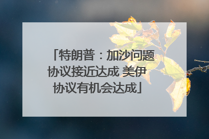 特朗普：加沙问题协议接近达成 美伊协议有机会达成