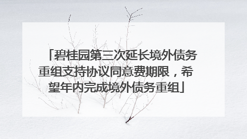 碧桂园第三次延长境外债务重组支持协议同意费期限，希望年内完成境外债务重组