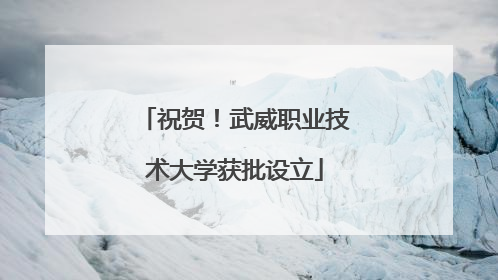 祝贺！武威职业技术大学获批设立