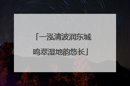 一泓清波润东城 鸣翠湿地韵悠长