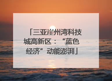 三亚崖州湾科技城高新区：“蓝色经济”动能澎湃