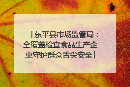 东平县市场监管局：全覆盖检查食品生产企业守护群众舌尖安全
