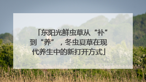 东阳光鲜虫草从“补”到“养”，冬虫夏草在现代养生中的新打开方式