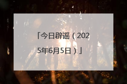 今日辟谣（2025年6月5日）