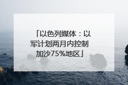 以色列媒体：以军计划两月内控制加沙75%地区