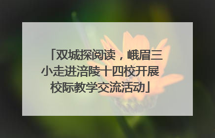 双城探阅读，峨眉三小走进涪陵十四校开展校际教学交流活动
