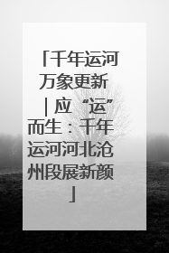 千年运河 万象更新｜应“运”而生：千年运河河北沧州段展新颜