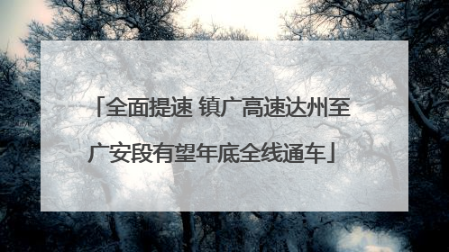 全面提速 镇广高速达州至广安段有望年底全线通车
