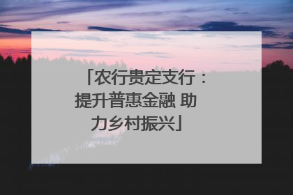 农行贵定支行：提升普惠金融 助力乡村振兴