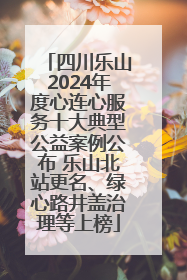 四川乐山2024年度心连心服务十大典型公益案例公布 乐山北站更名、绿心路井盖治理等上榜