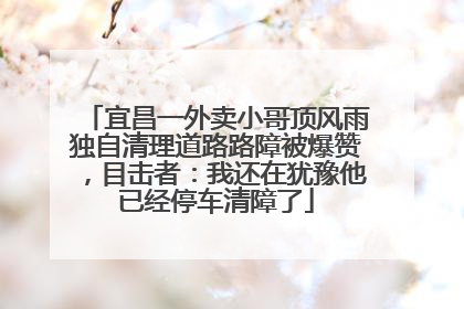 宜昌一外卖小哥顶风雨独自清理道路路障被爆赞，目击者：我还在犹豫他已经停车清障了