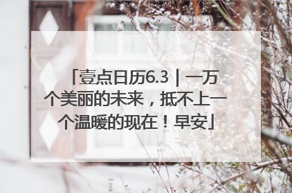 壹点日历6.3｜一万个美丽的未来，抵不上一个温暖的现在！早安