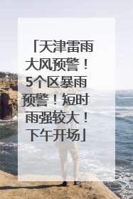 天津雷雨大风预警！5个区暴雨预警！短时雨强较大！下午开场