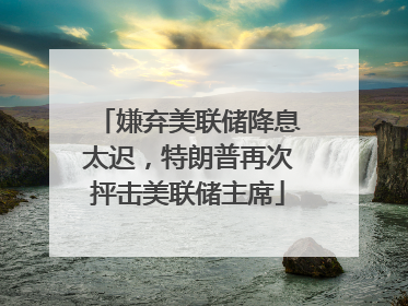 嫌弃美联储降息太迟，特朗普再次抨击美联储主席