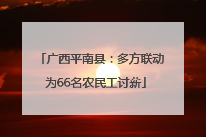 广西平南县：多方联动为66名农民工讨薪