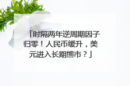 时隔两年逆周期因子归零！人民币缓升，美元进入长期熊市？