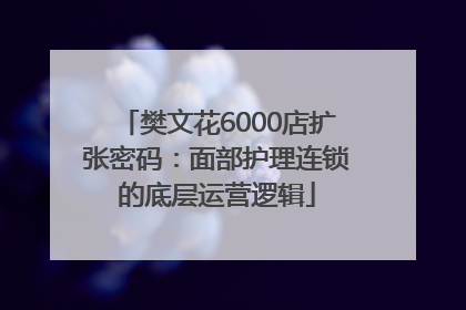 樊文花6000店扩张密码：面部护理连锁的底层运营逻辑