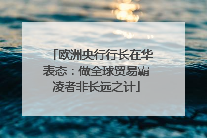 欧洲央行行长在华表态：做全球贸易霸凌者非长远之计