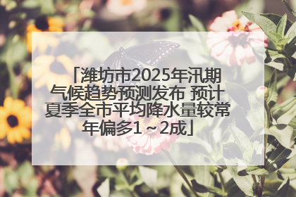 潍坊市2025年汛期气候趋势预测发布 预计夏季全市平均降水量较常年偏多1～2成
