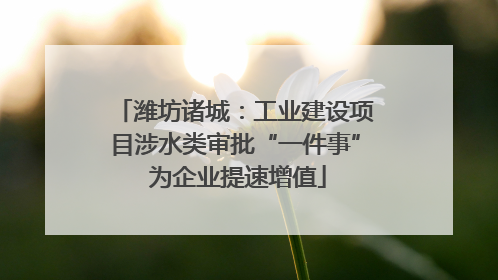 潍坊诸城：工业建设项目涉水类审批“一件事” 为企业提速增值
