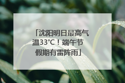 沈阳明日最高气温33℃！端午节假期有雷阵雨