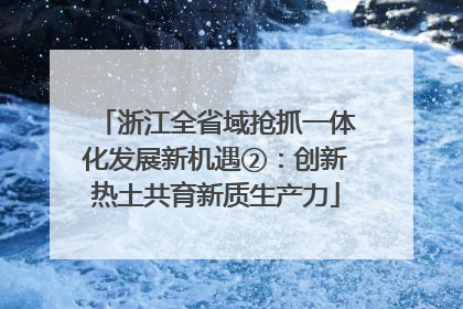 浙江全省域抢抓一体化发展新机遇②：创新热土共育新质生产力