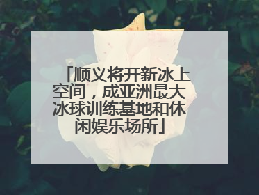 顺义将开新冰上空间，成亚洲最大冰球训练基地和休闲娱乐场所
