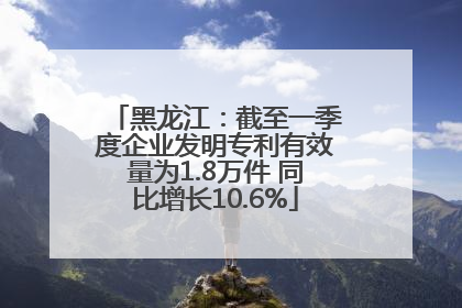 黑龙江：截至一季度企业发明专利有效量为1.8万件 同比增长10.6%